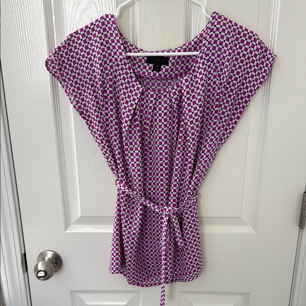 Worthington Pink and White Geometric Blouse
